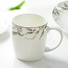 Fine Bone China Mug, White Porcelain Coffee Mug with Handle, Floral Pattern Coffee Cup with Gold Trim, Safe for Microwave Oven, 1pc