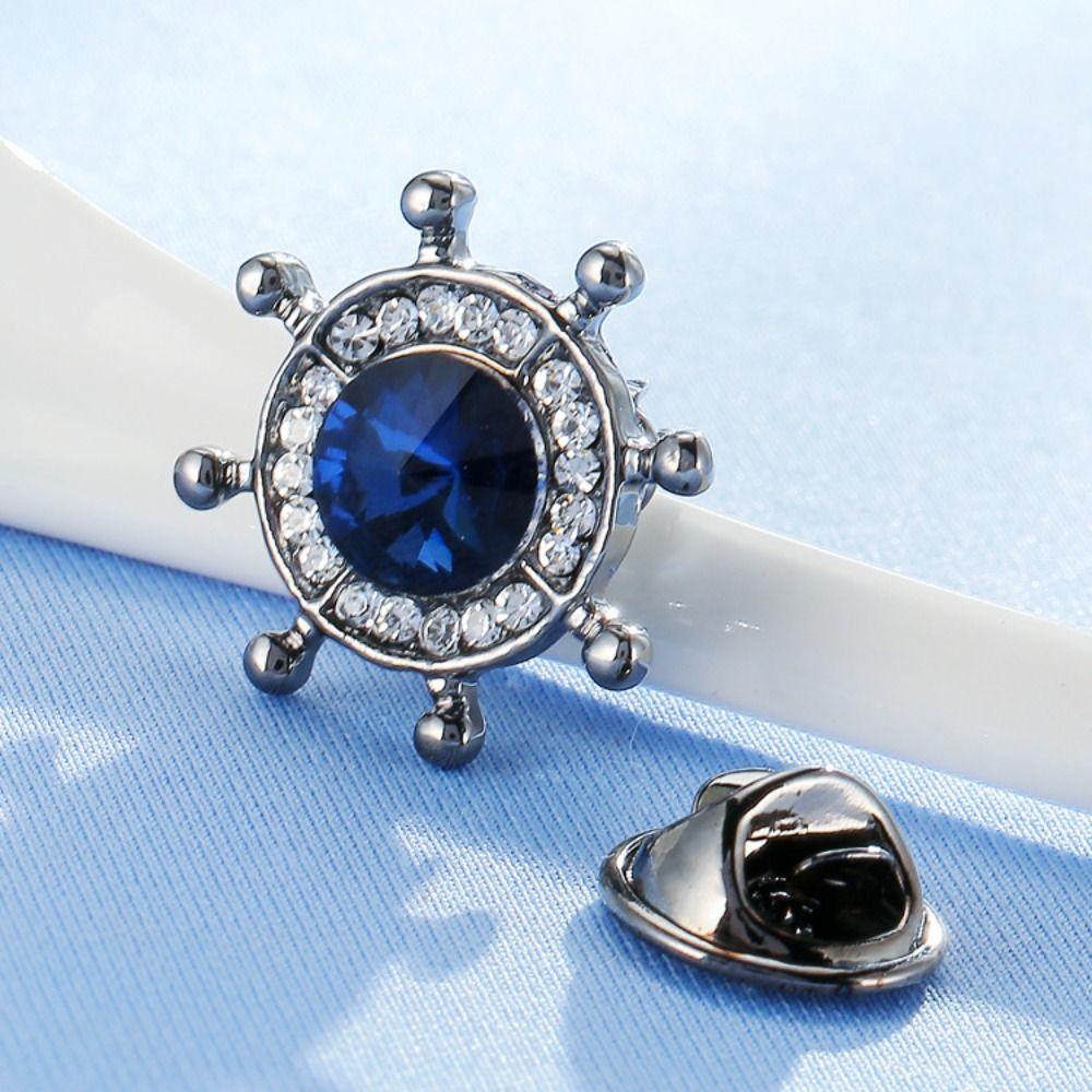 Zinc Zinc Alloy Rudder Collar Brooch Crystal  Cute   Birthday Gift