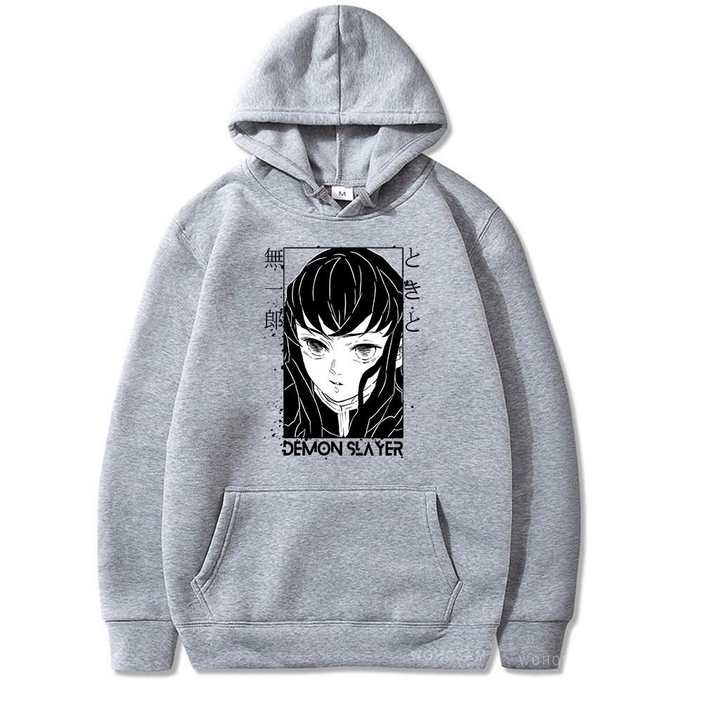 Japan Anime Demon Slayer Tokitou Muichirou Printed Hooded Men Women Patchwork Hoodies Plus Size Streetwear Harajuku Sweatshirt