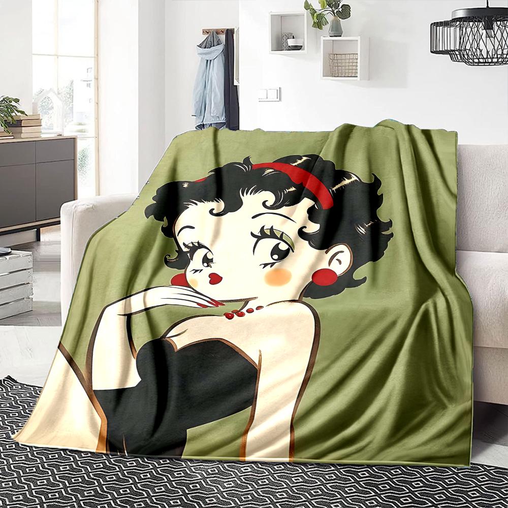 1Pc Betty Boop Dress Blanket For Couch Bed Plush Cozy Fuzzy Blanket Super Soft Warm Blankets For Fall And Winter 09186