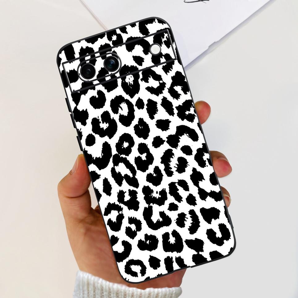Black Matte Silicone Back Cover For Google Pixel 8A Painting Case Cartoon Lovely Cat Butterfly Flower Bumper Google 8A Soft Etui