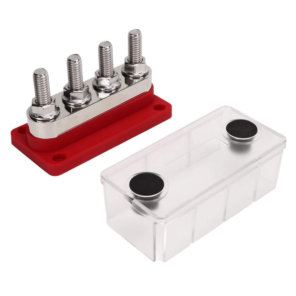 Battery Bus Bar  12V to 48V 600A High Current M10 4 Stud Power Distribution Block for Car RV Boat Yacht