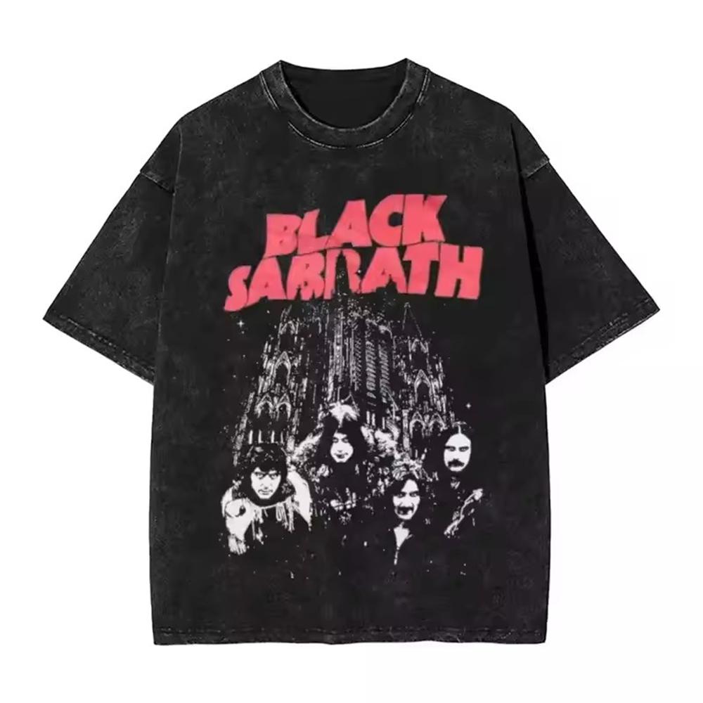 Black Sabbathes Metal Music Washed T Shirts Hip Hop Arrival Mens Clothes Tee Shirt Homme Graphic T-Shirts Men
