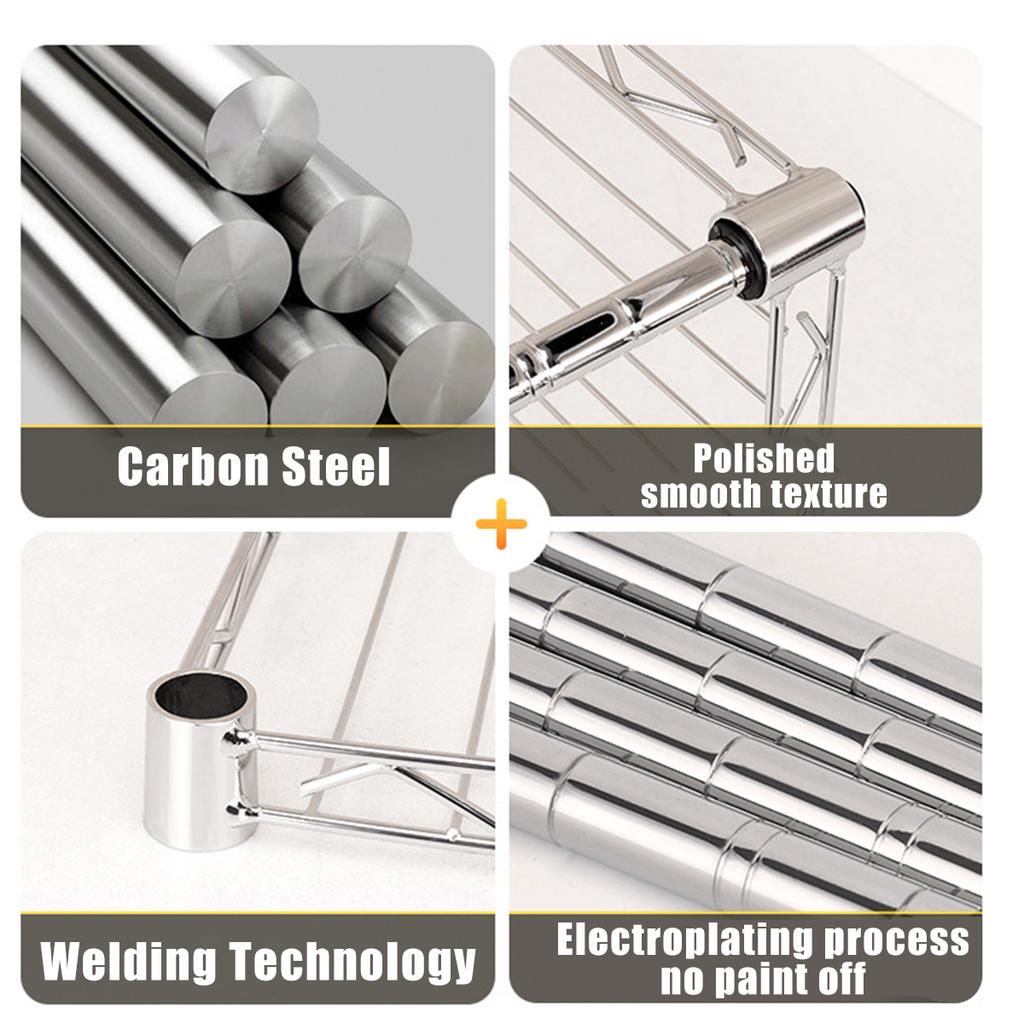 Buy 2 Tier Stainless Steel Microwave Silver Wire Storage Metal ...