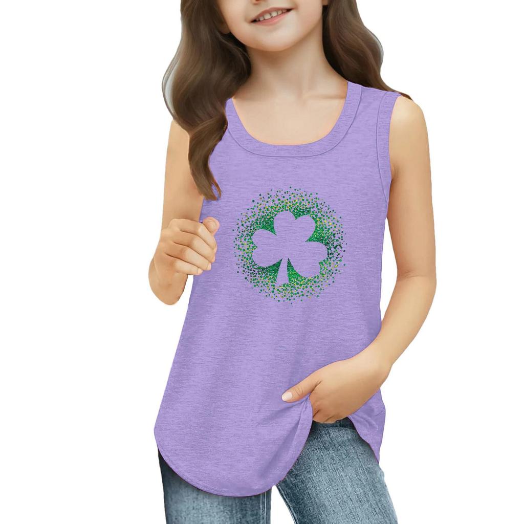 Mädchen Kinder Sommer Rundhals Ärmellose Shirts Tanktops St. Patrick's Day