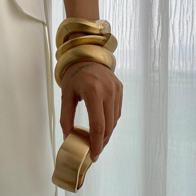 European and American Fashion Irregular Alloy Bracelet Set - Light Luxury Wide Style