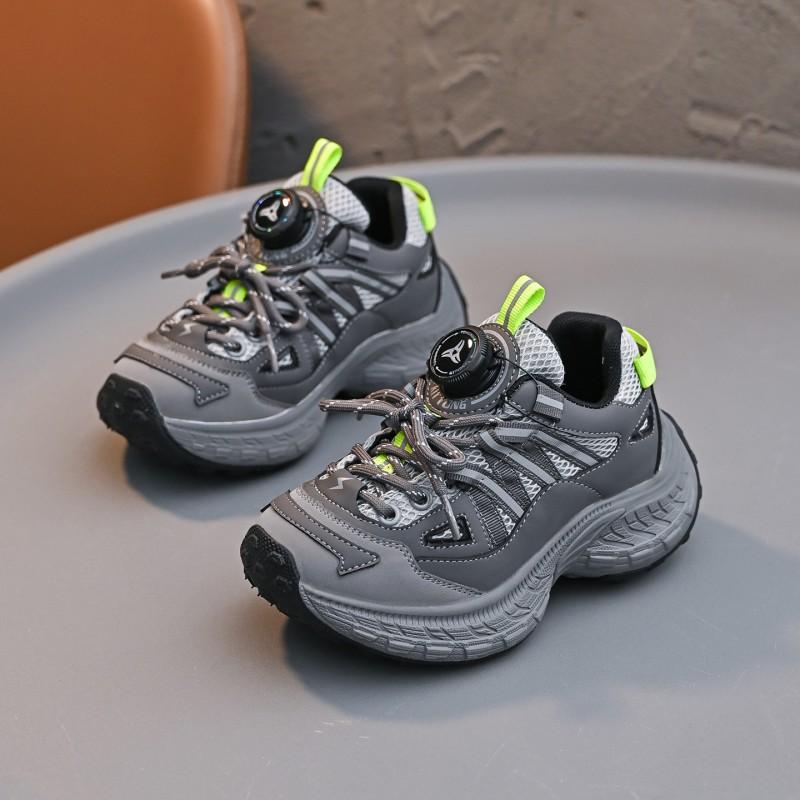 Boys Running Shoes 2026 Kids Chunky Sneakers With Rotating Buckle Breathable Mesh Upper