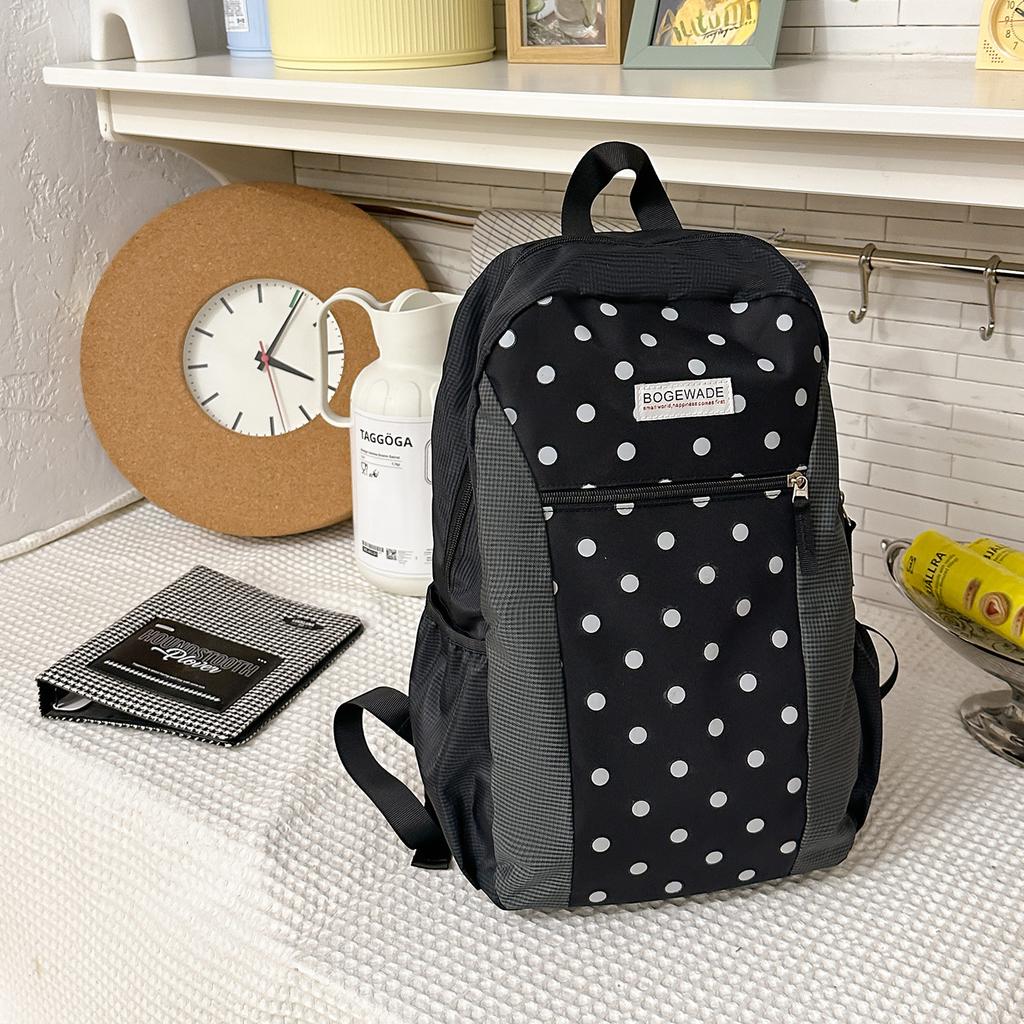Schoolbag Lightweight Polka Dot Travel Backpack Niche Outdoor Sports Fashion Versatile Backpack Leisure Commuter Student School Bag