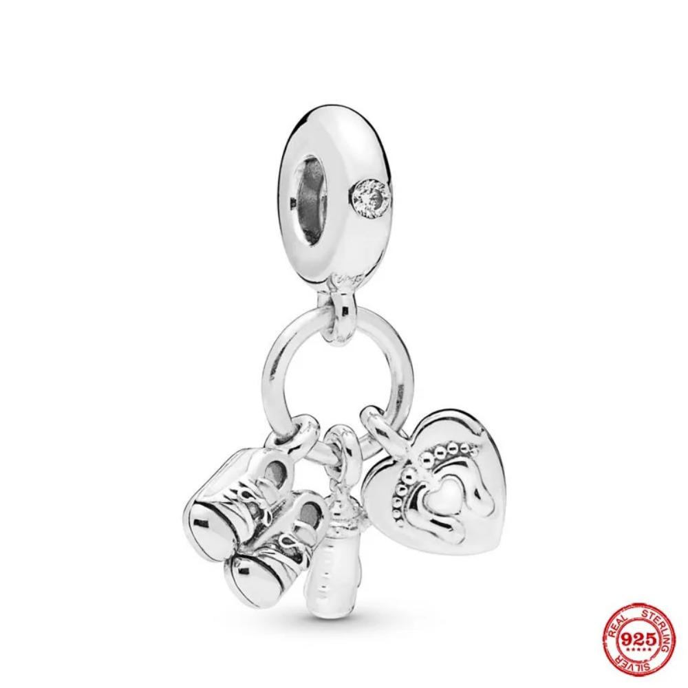 

Серебро 925 пробы Семейный шарм Подходит для оригинального браслета Ювелирная подвеска Мальчик Девочка Сверкающая Мама Бусина Сестры Подвеска с покрытием