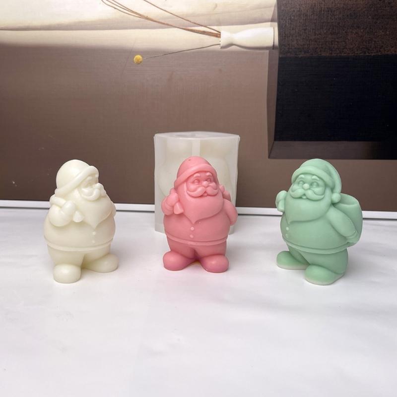 Easy Releases Santa Claus Candle Mould Sturdy Silicone Christmas Crafting for Projects