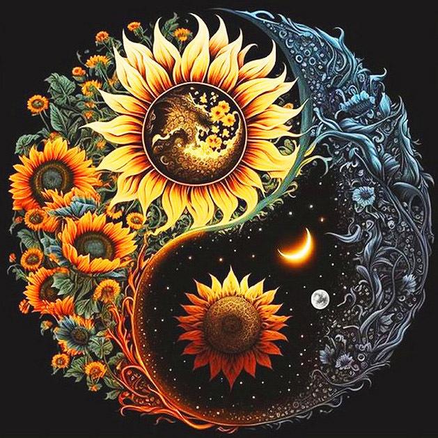 Diamond Painting Set Tai Chi Sunflower Full Square Round Mosaic Embroidery Yin Yang Landscape Home Decor