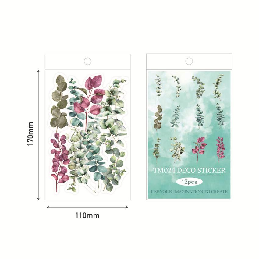 Plant Flower Floral Decorative Journaling Supplies Big Size Transparent Waterproof Cottagecore Stickers DIY Sticker 5 Styles