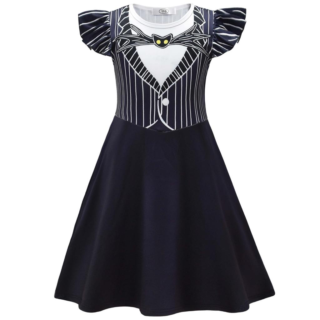 New Halloween Night Cry Jack Cosplay Costume, Middle-Aged And Older Children'S Flying Sleeve Dress + Bag