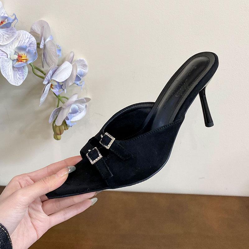 Fashion Party Ladies Pumps Heels Slides Shoes Spring Summer Female Slip On Footwear Shallow Fashion Pointed Toe Women High Heels Shoes