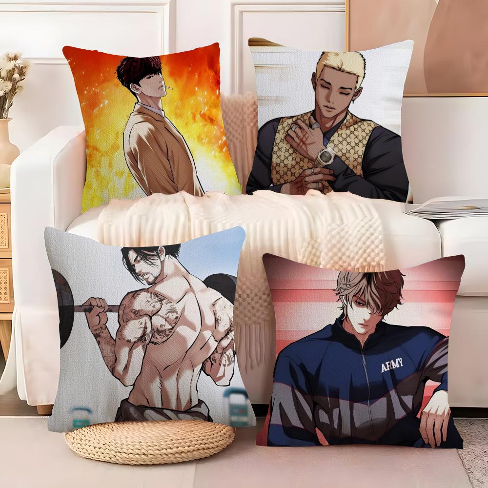Korea Anime L-Lookism Cushion Cover Soft Plush Fabric Double-Sided Printed Sofa Cushion Cover For All Seasons Home Decor Gift