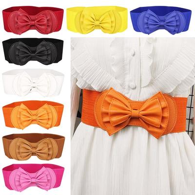 Fashion Women Bow Decoration Stretch Waist Strap Waistband Elastic Belts