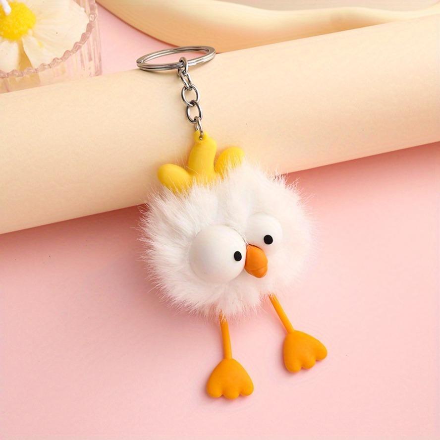 Cute Chick Pom Keychain Cartoon Lovely Pendant Car/ Bag Decor Valentine's Gift for Girlfriend Easter Present