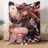 1Pc Genshin Impact Blanket Soft Comfortable Polyester Blanket Four Seasons All Season Blanket Bedroom Office Outdoor Use Anime Style Throw Christmas G
