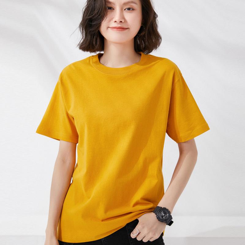 % Pure cotton breathable summer women's clothing new loose round neck short men's and women's same couple short-sleeved T-shirt