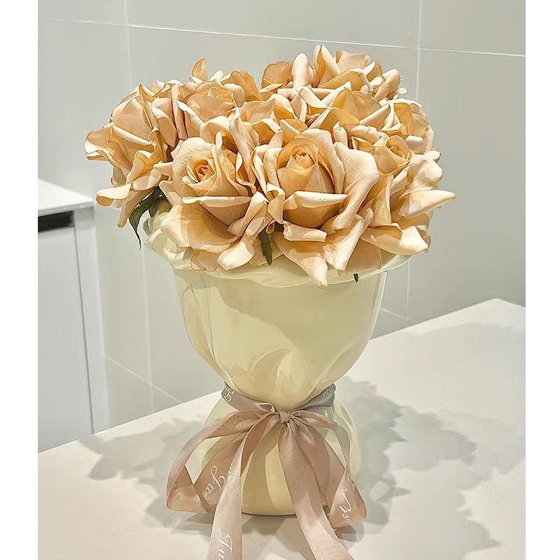 Set aus 100 Keramikvasen im Cremestil für Heimdekoration - Elegante handgebundene Straußform für Wohnzimmer-Blumenarrangements