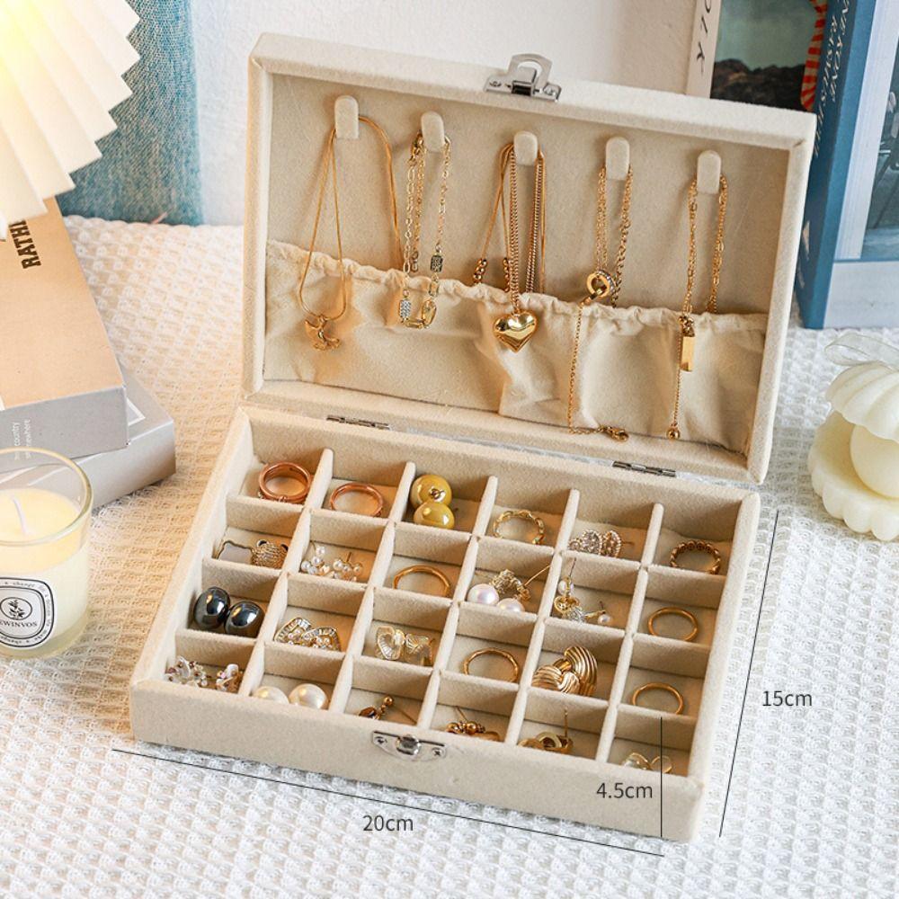 Dustproof Jewelry Storage Box Flip Lid Divided Necklace Tray  Classification