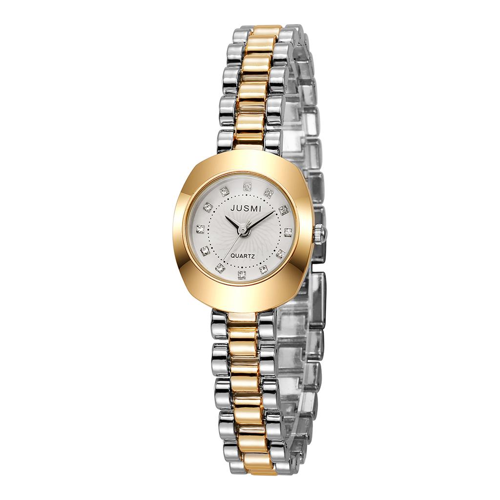 Women's exquisite fashion high appearance level drill point dial small dial steel band quartz watch.