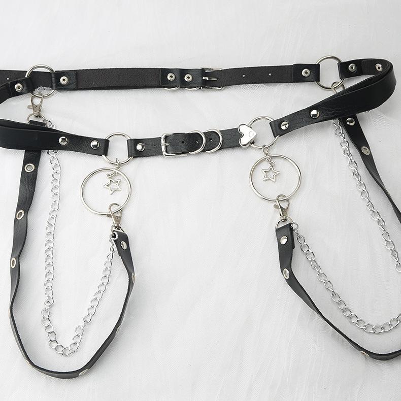 Harajuku Fille Lolita Sombre Style Punk Goth Décoration de Ceinture Jk Chaîne de Taille Sangle Cool