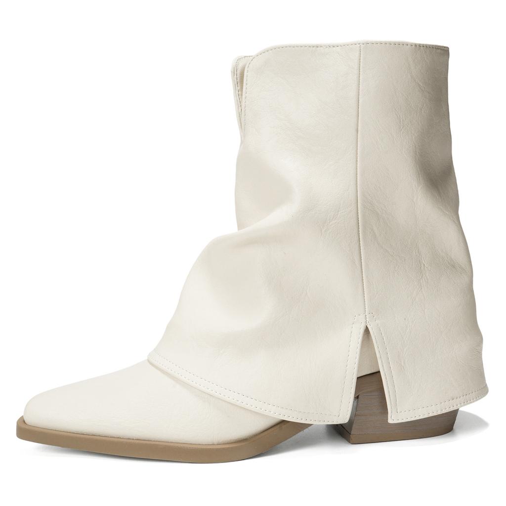 Women's Boots Retro Thick Heel French Pointed British Style Stacking Boot Autumn and Winter Trouser Boots Short Boots Womens