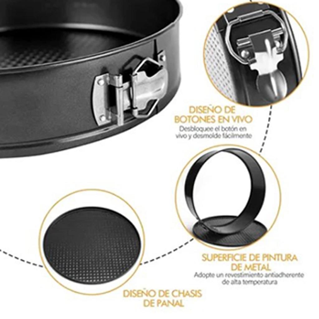 Removable Bottom Nonstick Iron Cheesecake Pan, Springform Pan, Machine Washable, 3 Sizes (S, M, L), Ideal for Home Use, Black