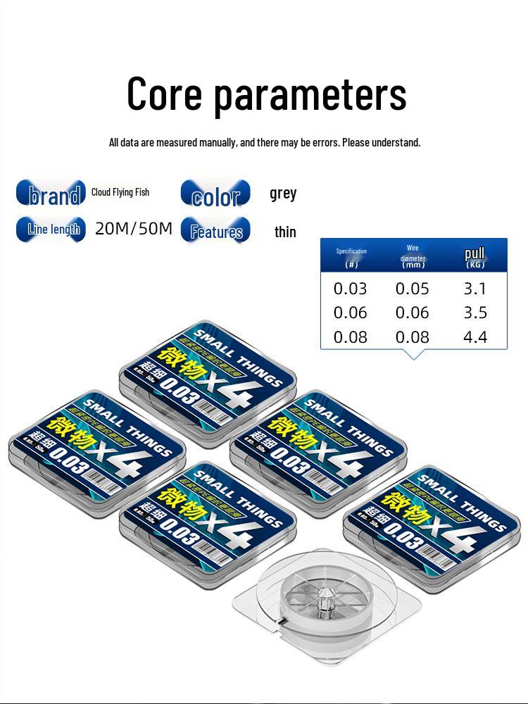Mikro PE Dyneema Slitesterk Superfin Flettet Fiskesnøre
