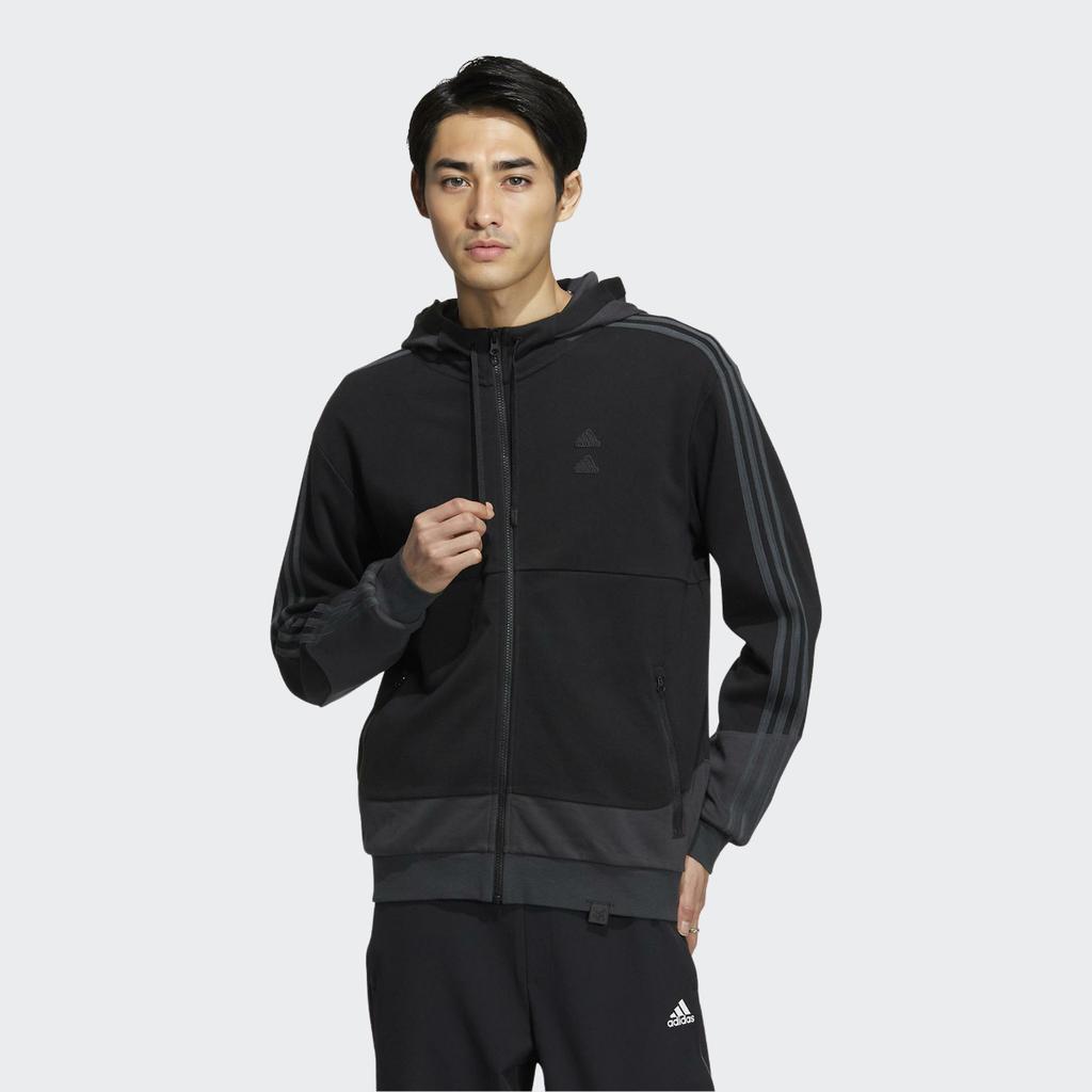 adidas Essentials 3-Stripes Sports Casual Hooded Jacket Men Outerwear Black IA6962