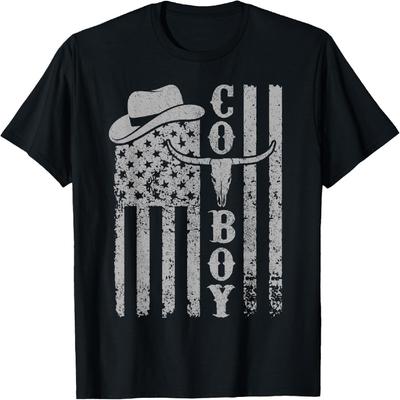 Western Country Men Teen Boy Kid Rodeo Southern Retro Cowboy T-Shirt
