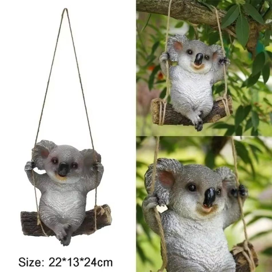 1 Pcs Resin Simulation Koala Panda Pendant Outdoor Villa Courtyard Garden Tree Pendant Garden Landscape Decoration Home Decor