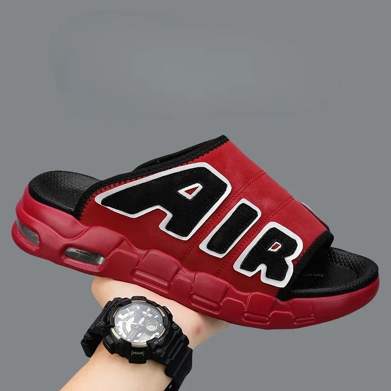 Zomer Nieuw Dagelijks Demping Lucht Voor Mannen Antislip Trend Slippers Slide Slippers Atletische Slippers Mannen Strand Schoenen Designer 39 black