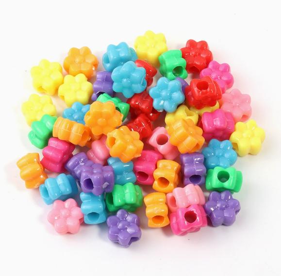 Children's Flower Shape Candy Color Beads for DIY Necklace Bracelet, Irregular Assorted Shapes
