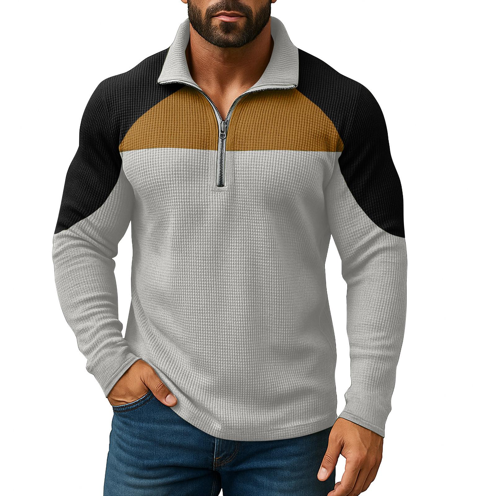 

Men S Zipper Loose Casual Long Sleeved Shirt Fashionable Top XXL