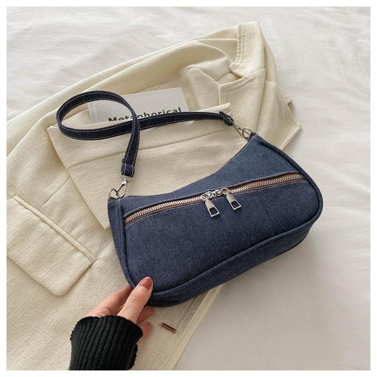 

Summer washed denim underarm bag texture bag 2025 new fashion women s bag shoulder bag handbag темно-синий