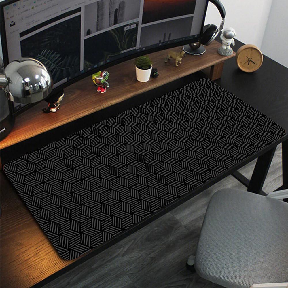 Black And White Gamer Mouse Pad Geometric line Gaming Keyboard Mat Speed Desk Mats Laptop Office Carpet Table Accessories Pads