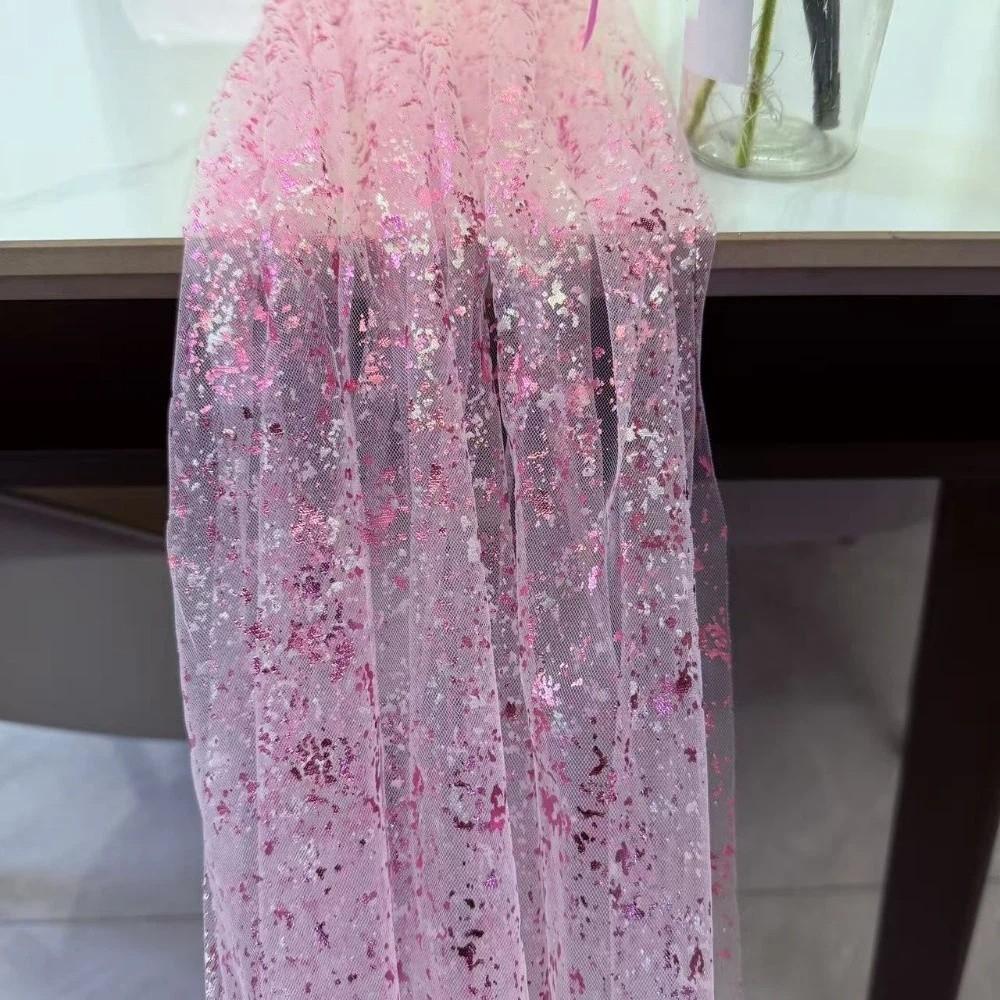 Elegantní síťovaný narozeninový běhoun na stůl Zlaté flitry Třpytivé flitry Stolní dekorace Svatba