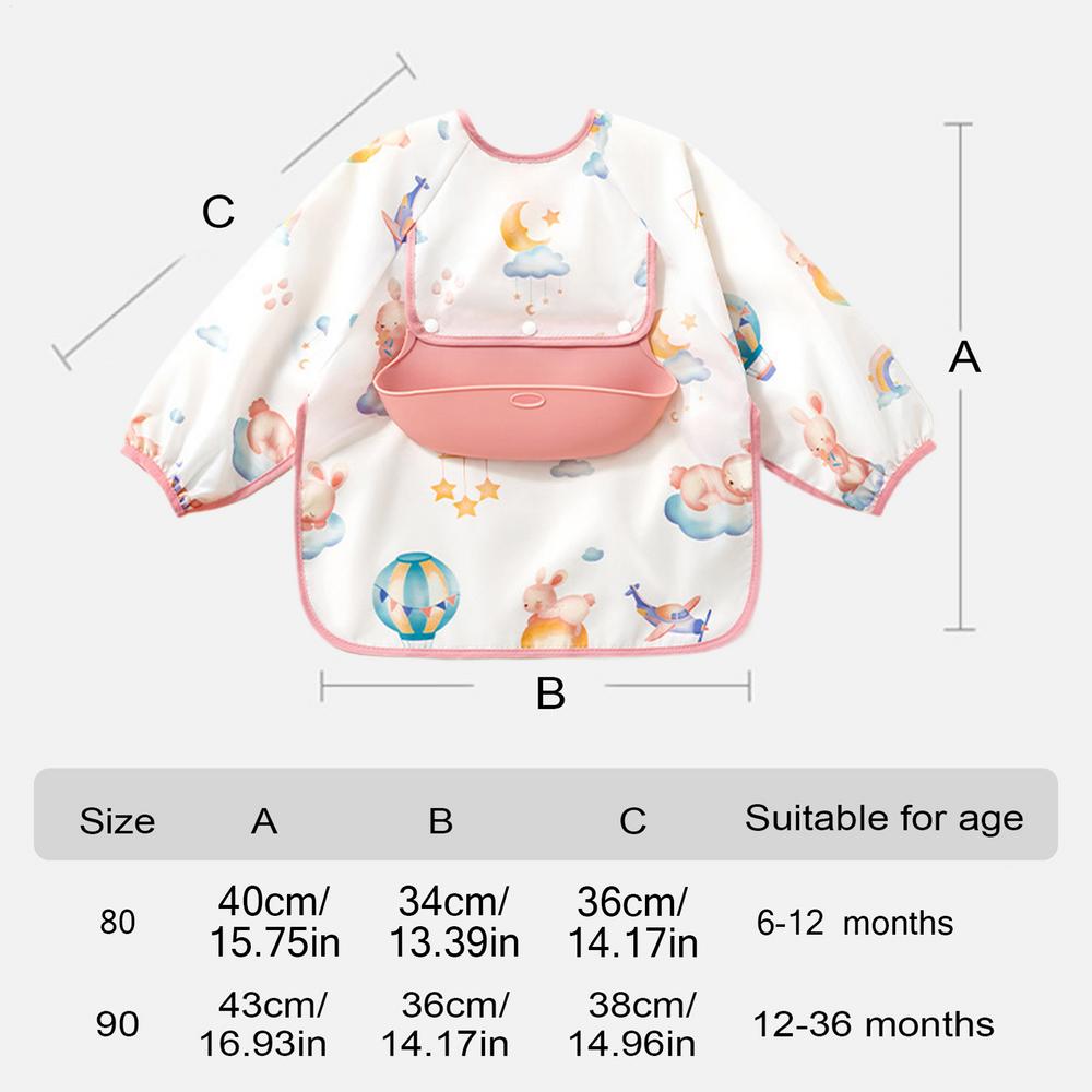 Baby Feeding Bib Toddler Waterproof Feeding Baby Bib Soft Cloths Smock Overalls for Sensitive Skin Daily Mealtime Living Room