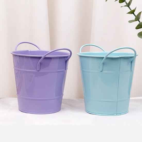 Flowerpot Candy Colored Iron Flower Pot Small with Handle Iron Bucket Plants Pen Holder for Home Garden Office