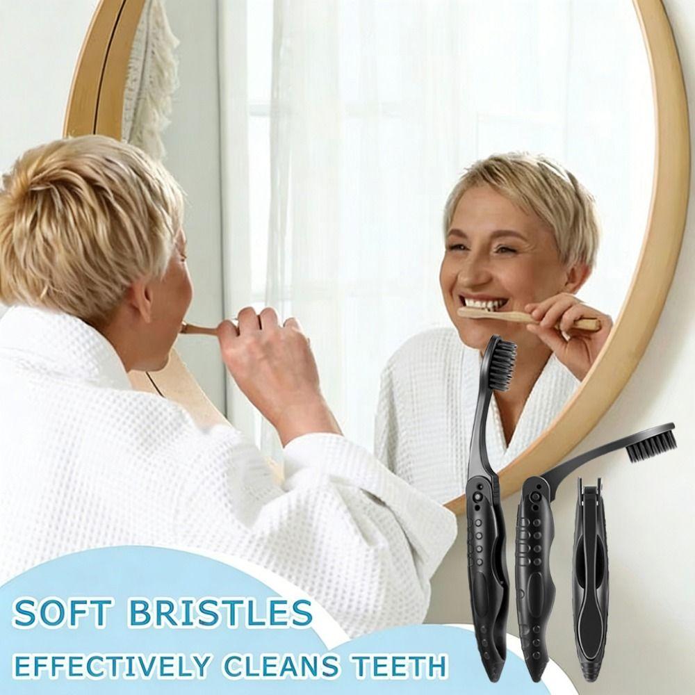 10Pcs Compact Folding Bamboo Charcoal Toothbrush Disposable Portable Toothbrush Hiking