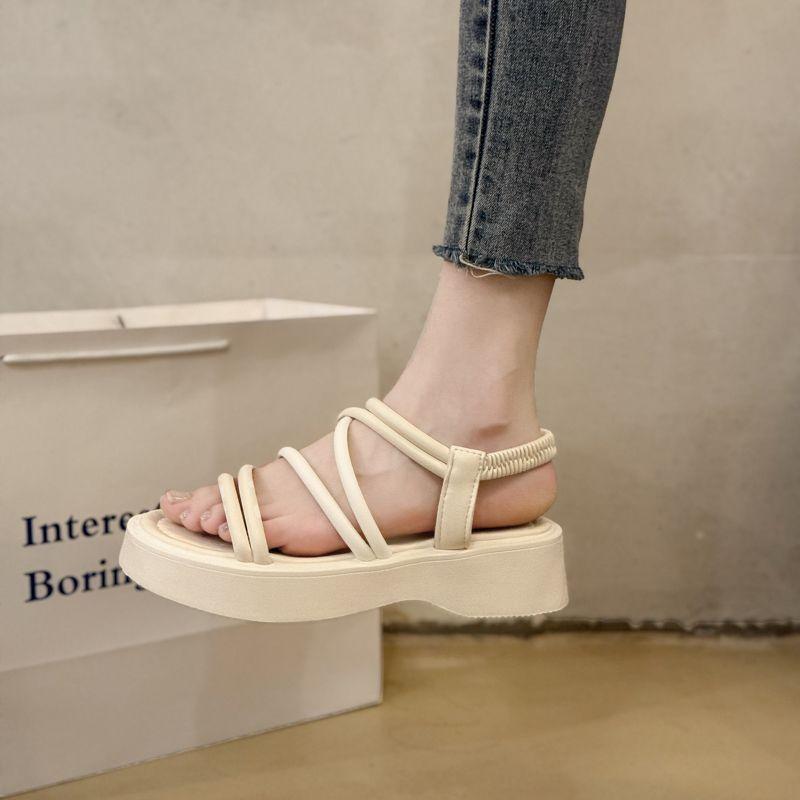 Fairy Roman sandals female 2025 summer new student fairy soft sole one word thick sole with skirt sandals