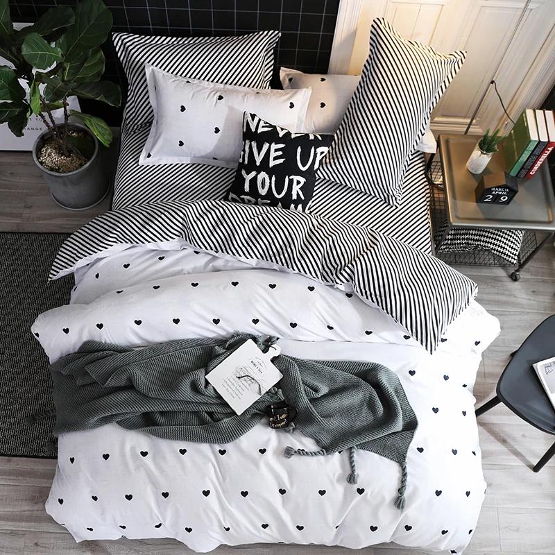Heart Print Duvet Cover Set King Size Reversible Bedding Set Microfiber Modern 1 Quilt Cover Zipper Closure with 2 Pillowcases