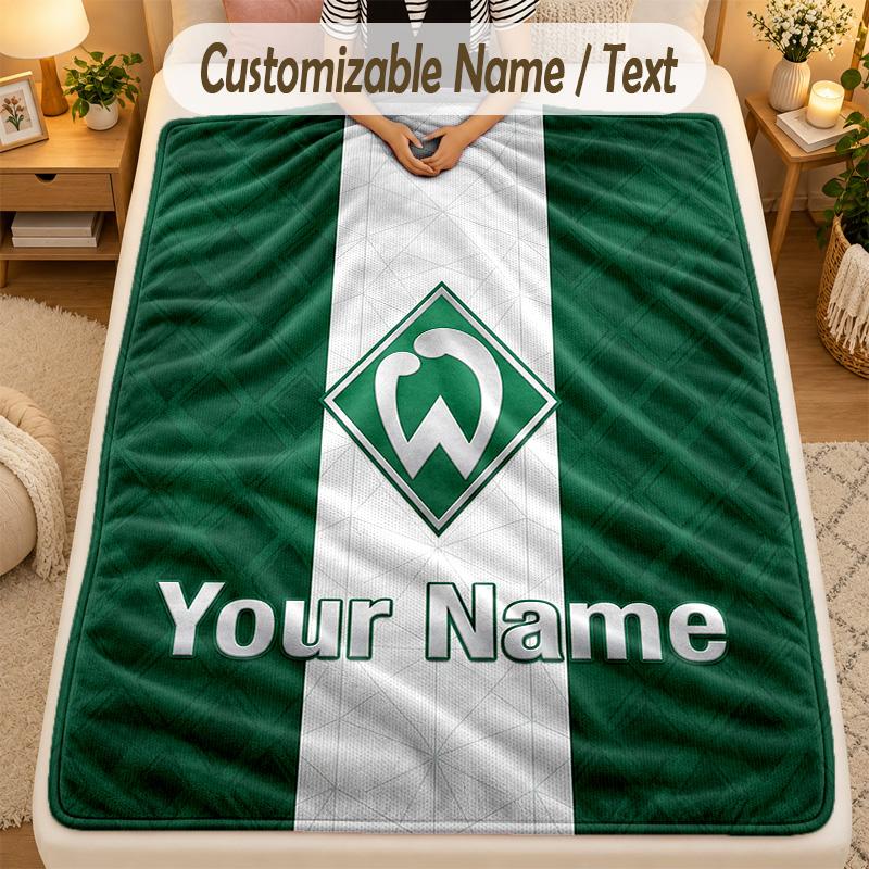 Flannel BlanketWerder Bremen FC Custom Name Text Personalized Soft Warm Throw Blanket Home Decor Gift