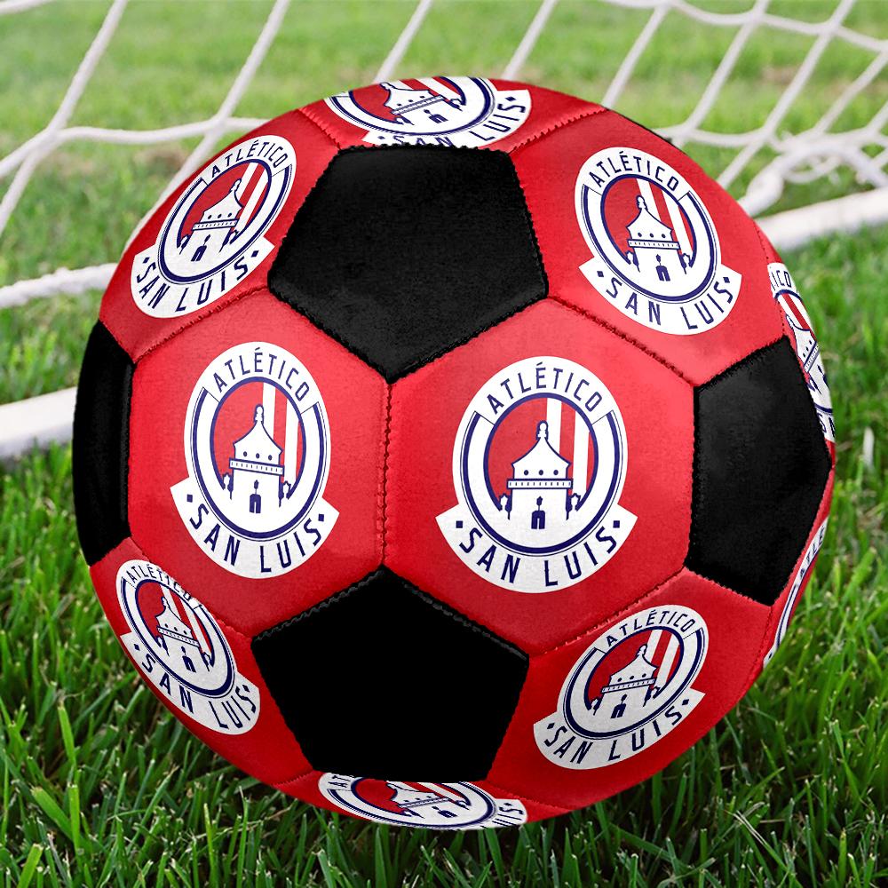 SIZE 5 Atlético San Luis Soccer Ball Colorful All Ages Machine Stitched PVC Competition Ready Durable High-Bounce