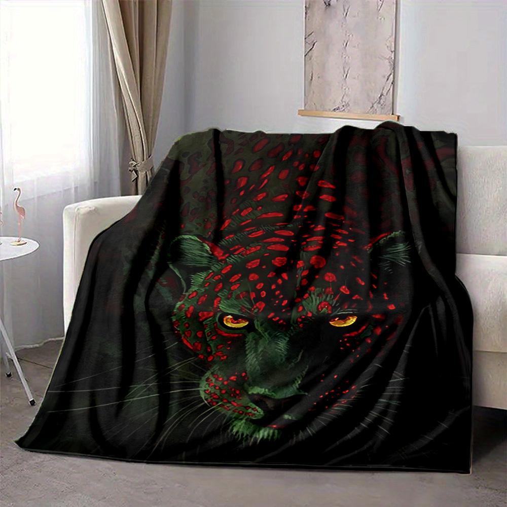 1pc Neon Leopard Print Blanket Lightweight Flannel Blanket Throw Blanket For Sofa, Bed, Travel, Camping, Livingroom, Office Yy251015114