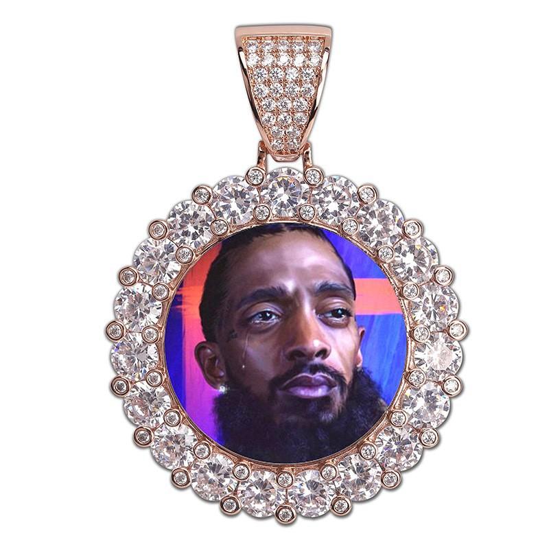 European Hip Hop Family Personality Photo Pendant Copper Inlaid Zircon DIY Big Brand Same Style Photo Necklace