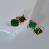 925 Sterling Silver Women Geometric Gold Plated Stud Earrings Malachite  Natural Stones  Elegant Jewelry Bijoux Wholesale
