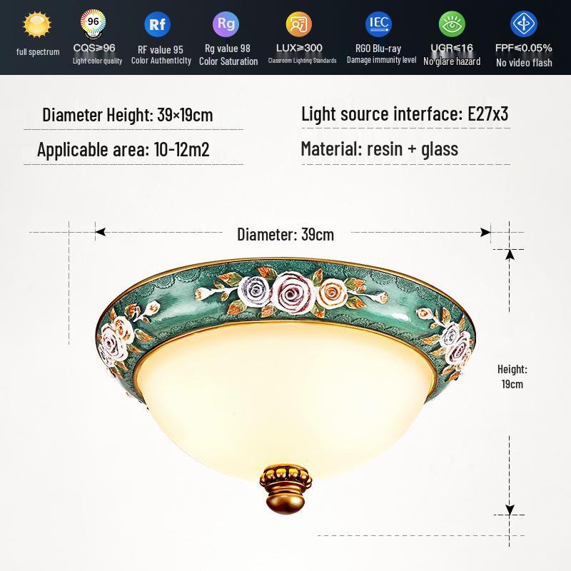 European Retro Dimmable LED Ceiling Light for Hallway, Balcony, or Bedroom